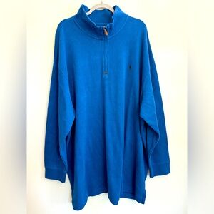 POLO RALPH LAUREN - Men's 1/4 Zip Cotton Ribbed Sweater -Royal Blue Size 4XB NEW